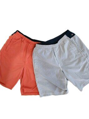 Birddogs Broomstick Shorts Lined 9 Inch Inseam Gray Orange Mens Large Lot of 2